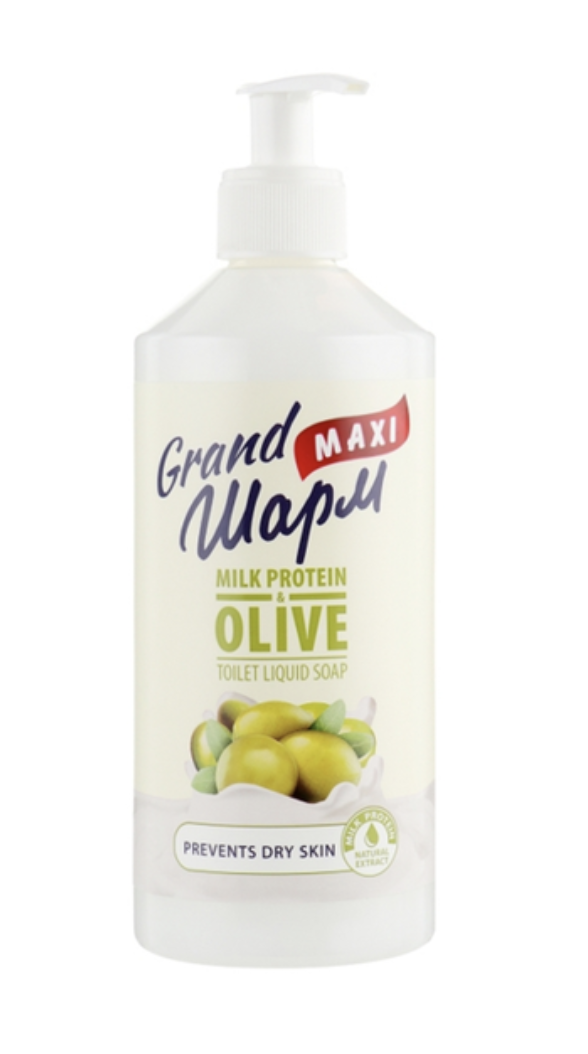 Крем-мило туалетне рідке Grand Шарм (MAXI) MILK PROTEIN & OLIVE 500мл